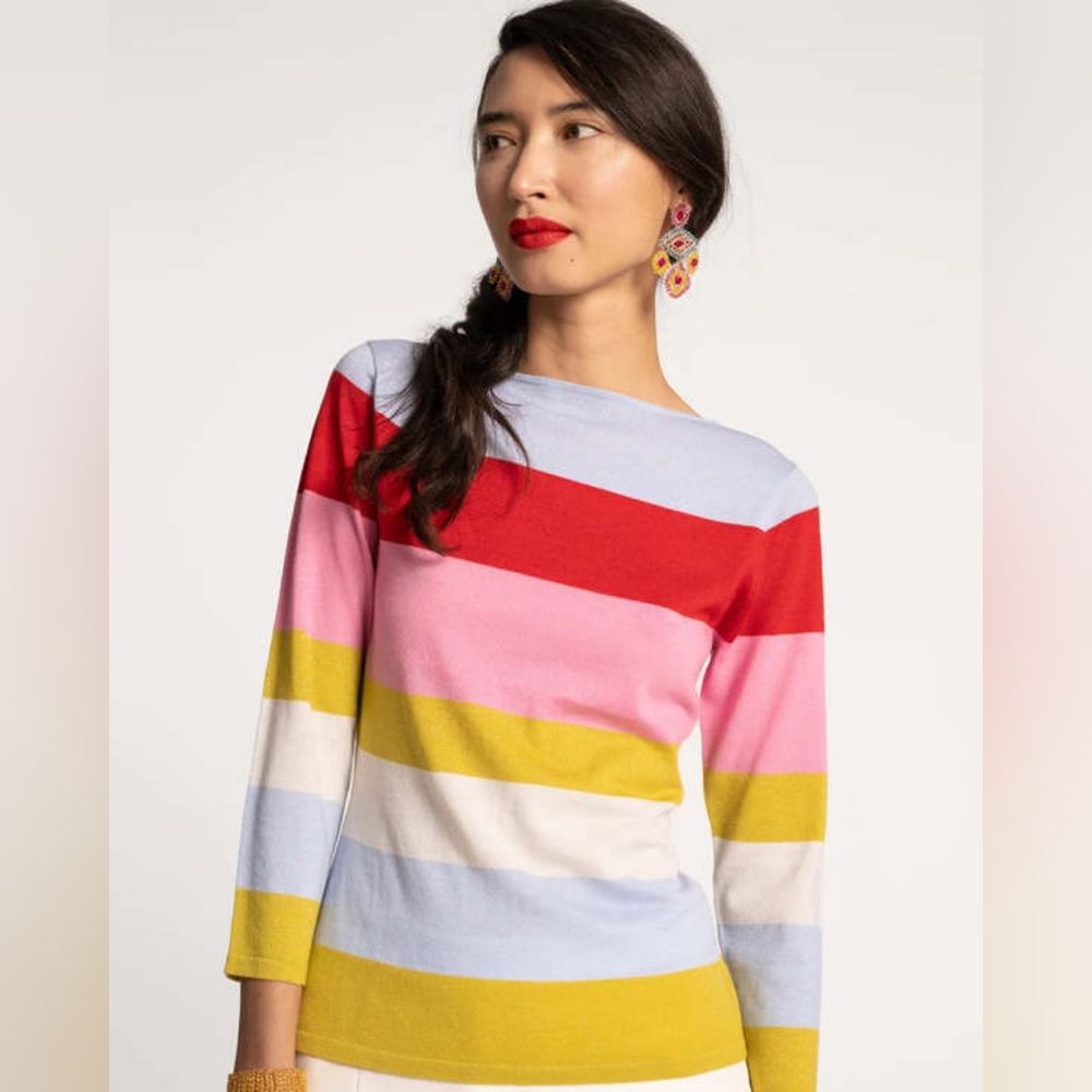 Frances Valentine Colorful Striped Long Sleeve Top